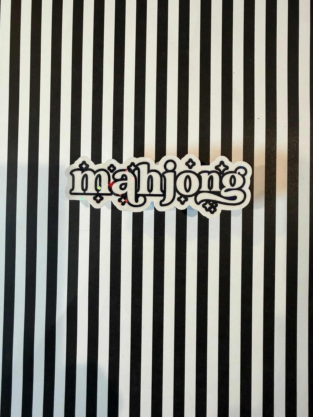 Black and White Mahjong Holographic Sticker