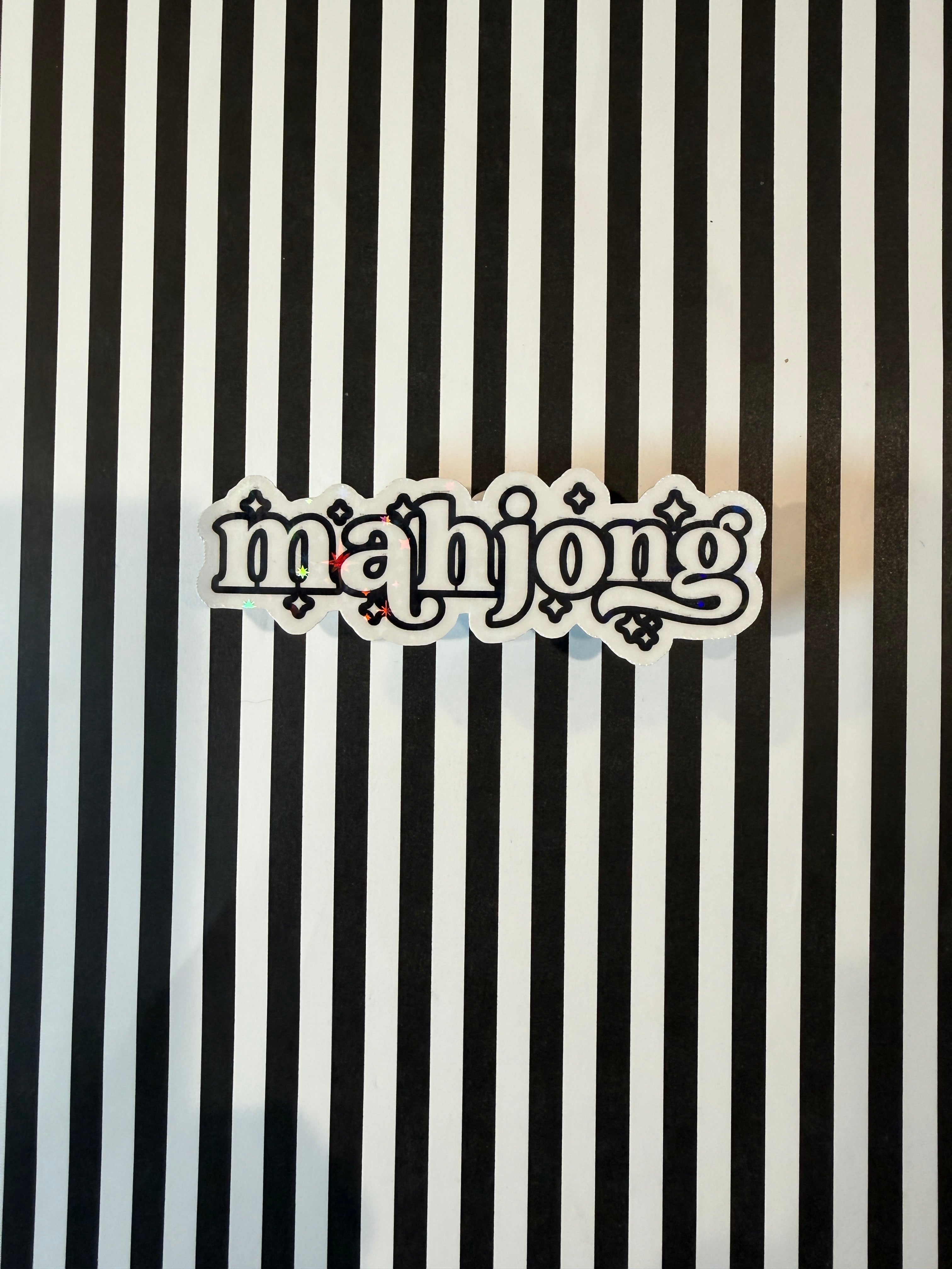 Black and White Mahjong Holographic Sticker