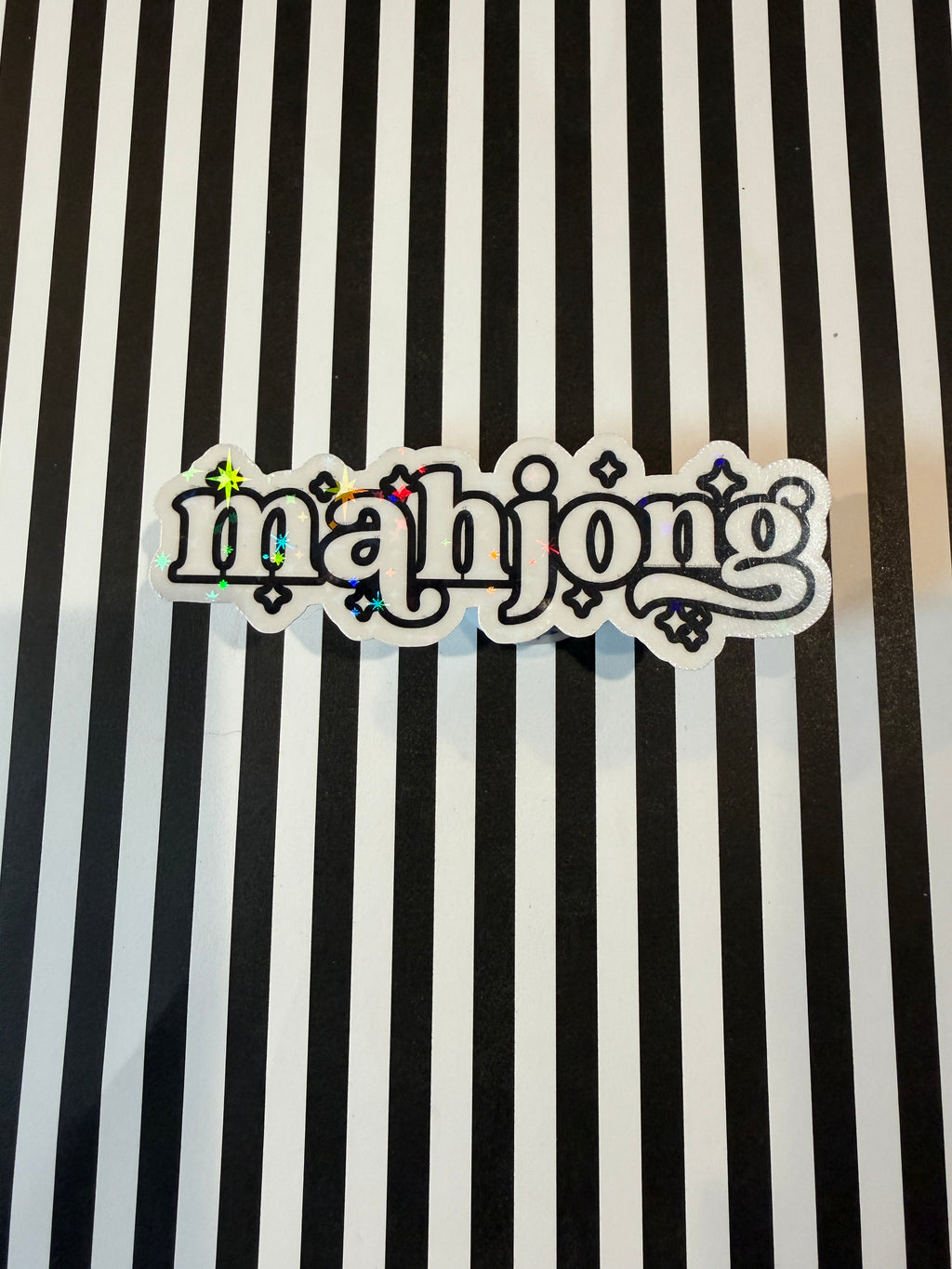 Black and White Mahjong Holographic Sticker
