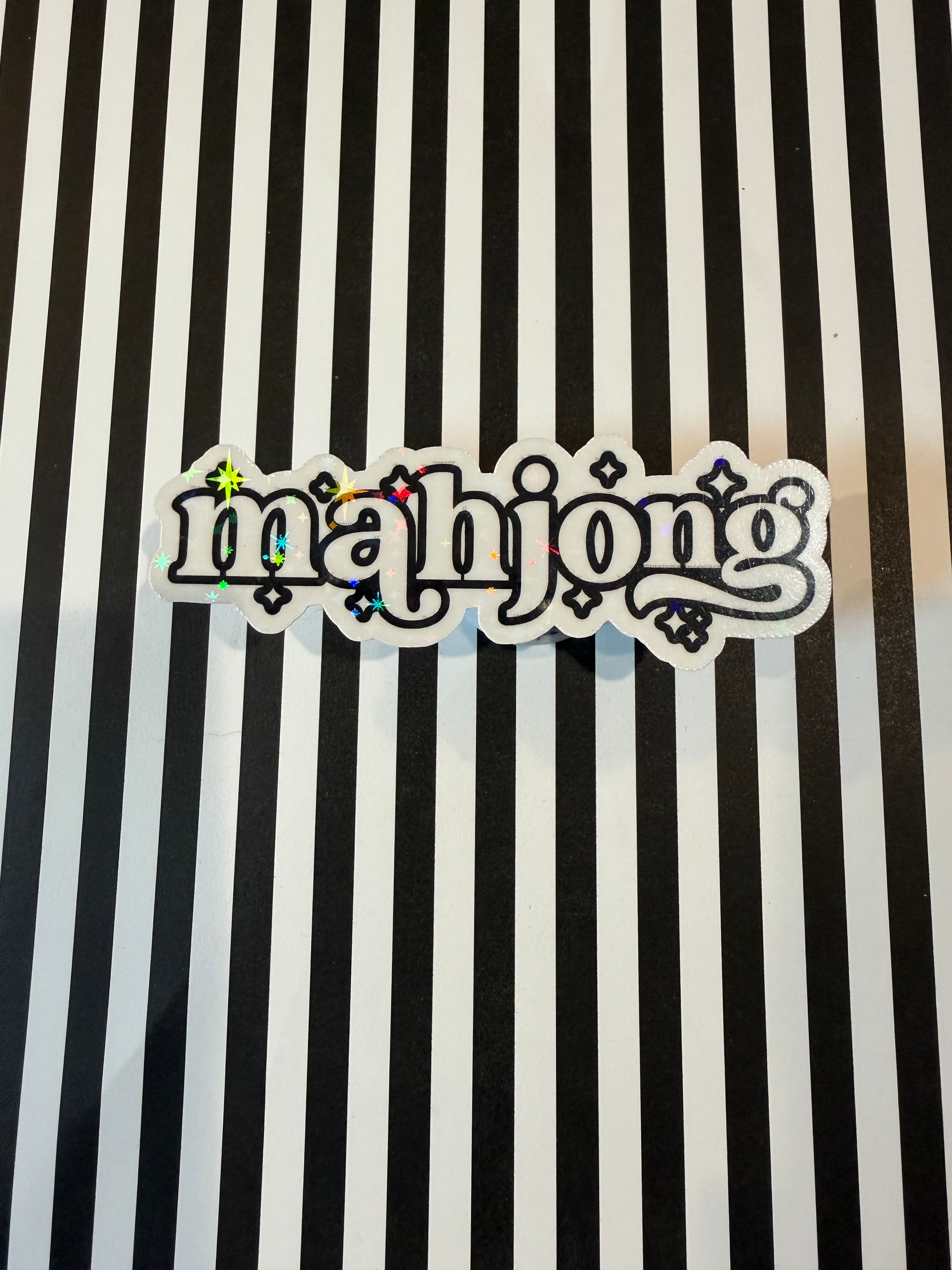 Black and White Mahjong Holographic Sticker