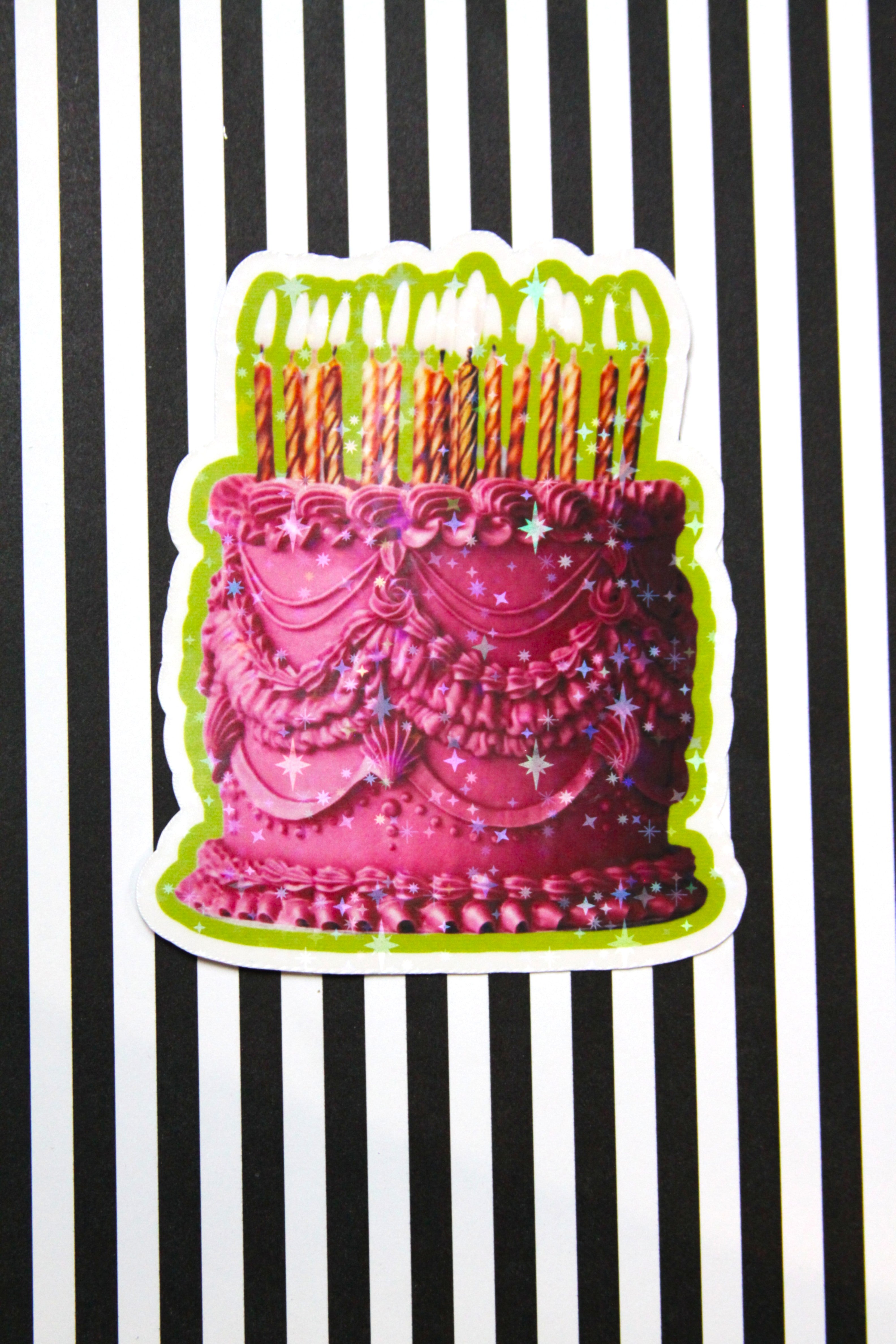 Pink and Green Cake w/ Candles Sticker