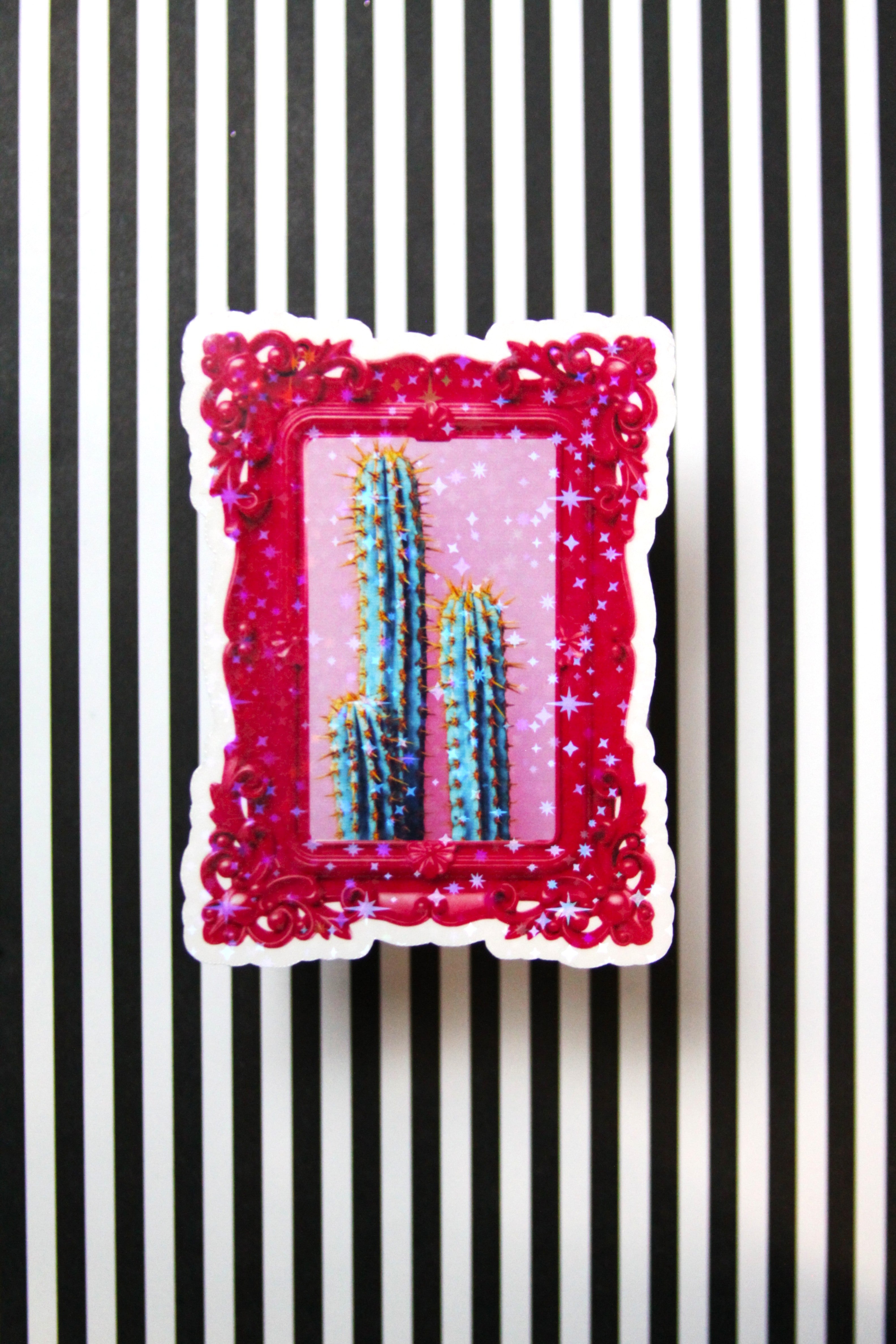 Magenta Frame w/Turquoise Cactus Sticker