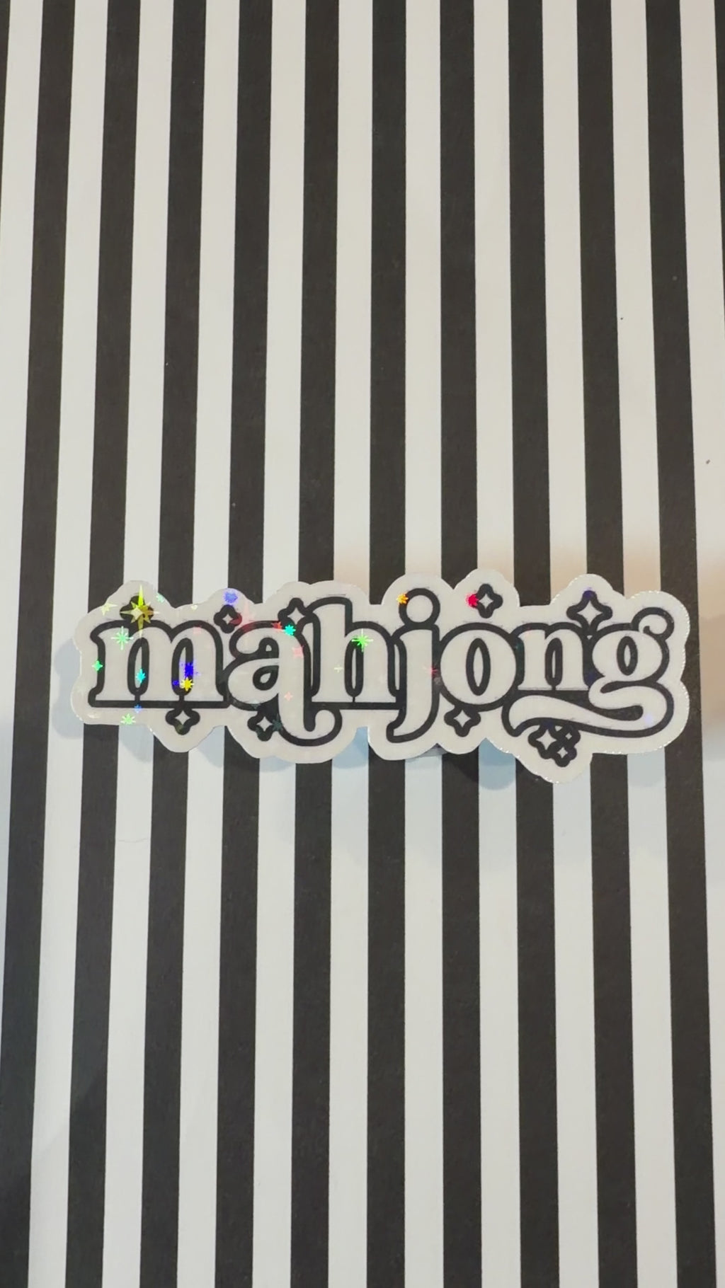 Black and White Mahjong Holographic Sticker