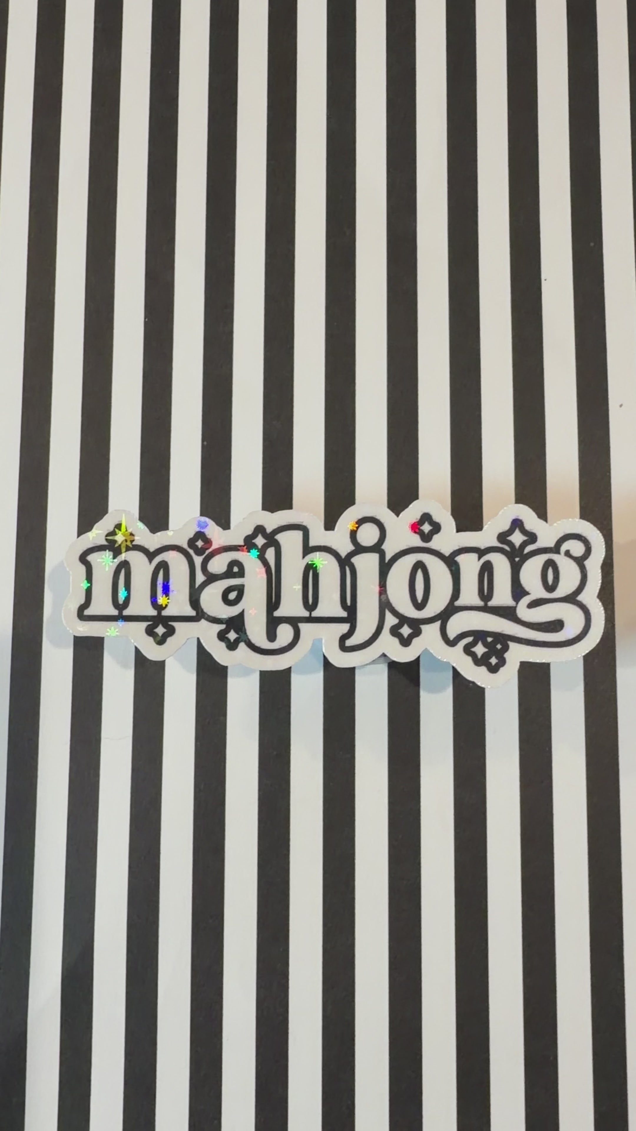 Black and White Mahjong Holographic Sticker