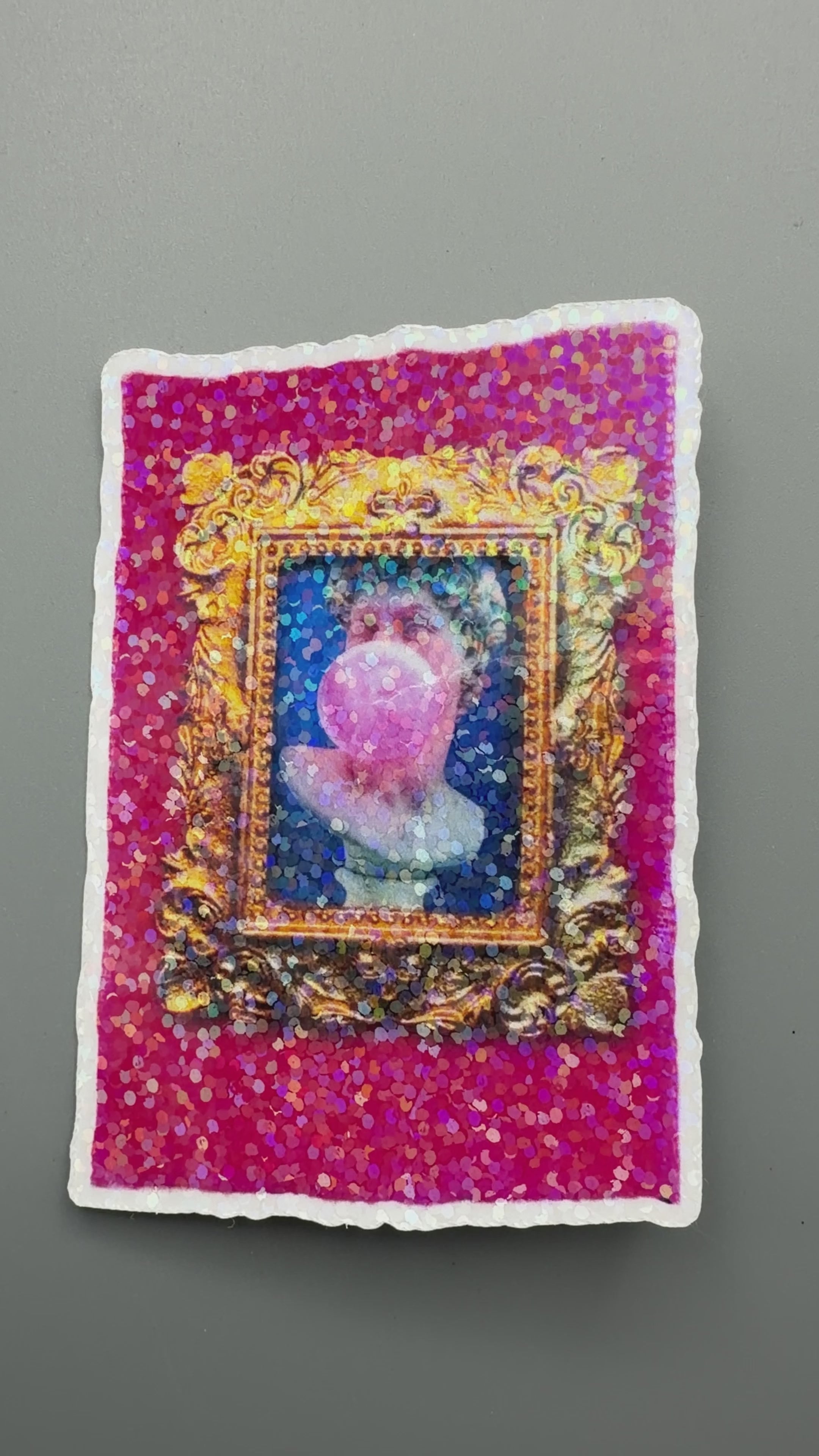 Pink With Gold Frame Bubblegum Sticker