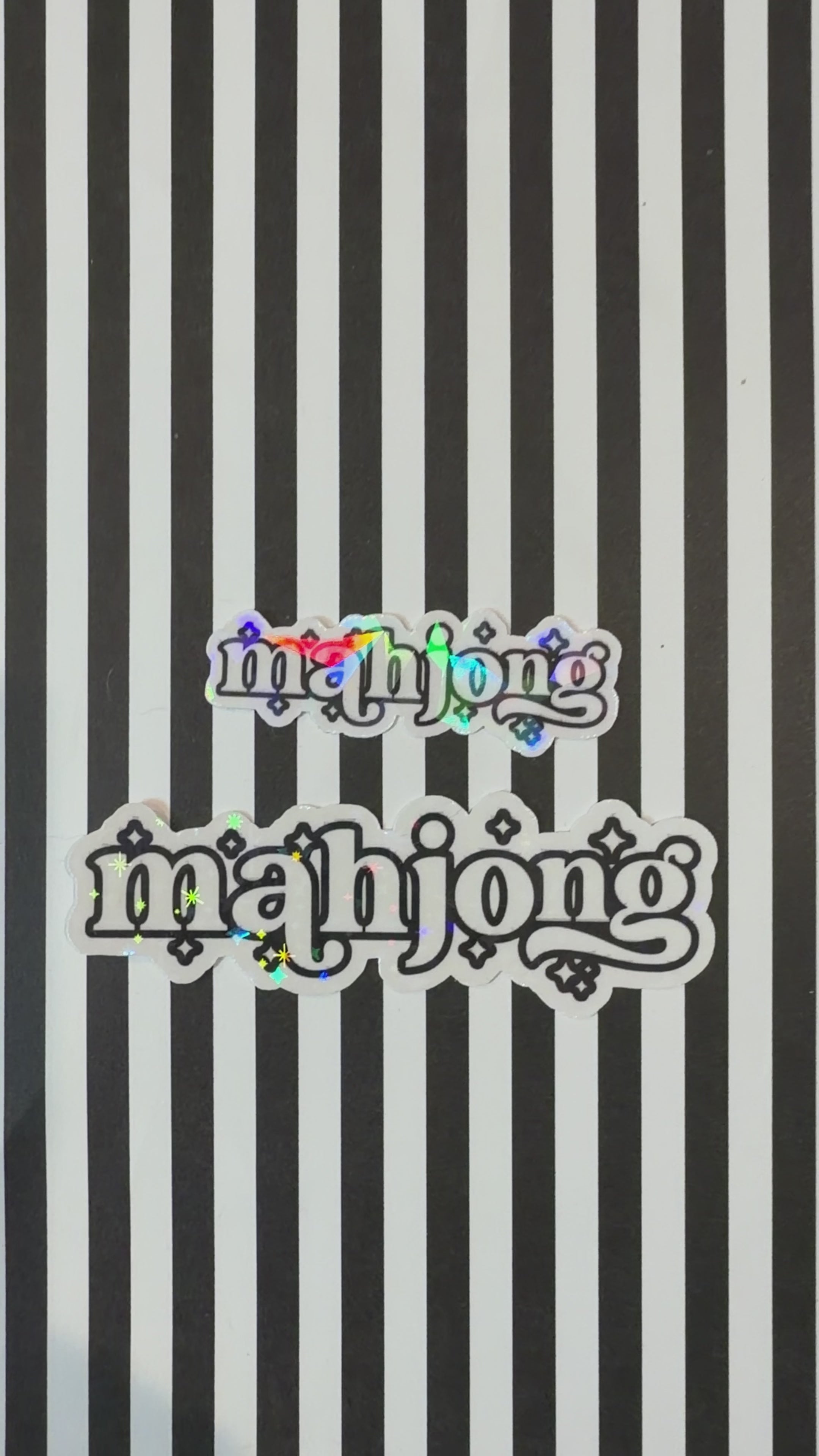 MINI Black and White Mahjong Holographic Sticker